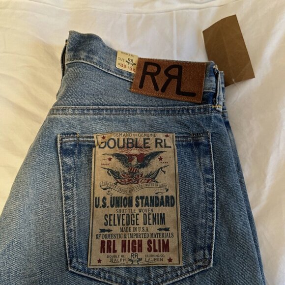 RRL HIGH SLIM COWBOY ホワイトデニム　32/32 新品未使用 RRL COWBOY HIGH SLIM JEANS Vintage加工 ダブルアールエル